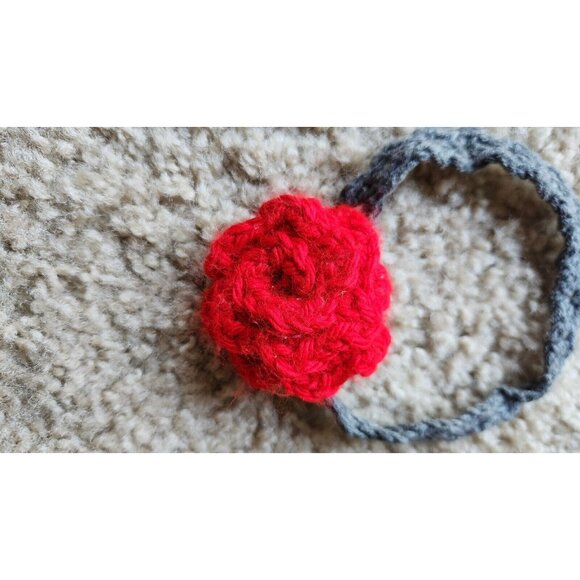 Red Rose Crochet Flower Headband Baby Accessory - Picture 2 of 3